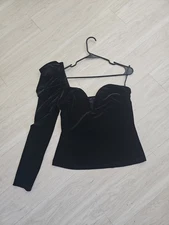 Shein Women's Black Velvet One Sleeve Garment Size Large
