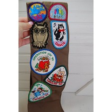 Vintage Girl Scout Sash With Badges San Antonio TX USA 90's Various Patches