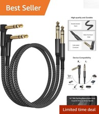 6.35mm TRS 3.3FT Braided Audio Cable 2-Pack with Right Angle Connectors