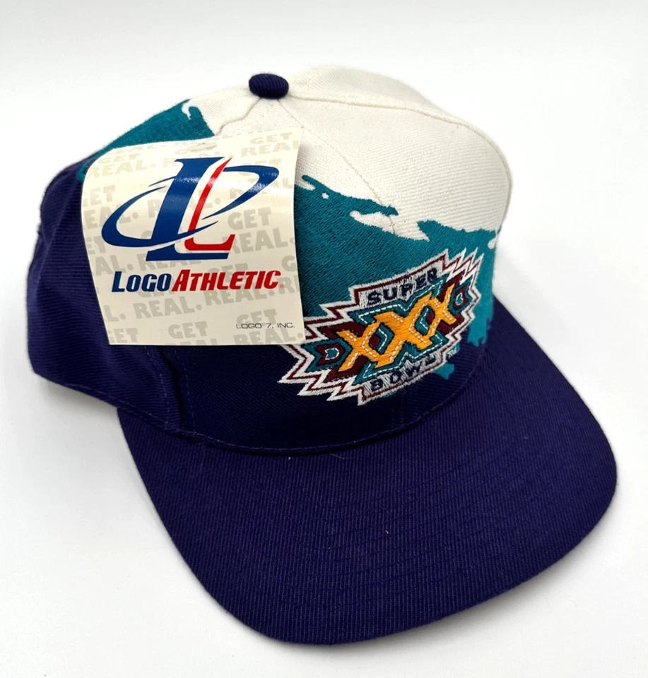 XXX Super Bowl Snap Back Nuevo con Etiquetas De Colección NFL Oficial Pintura Salpicaduras Logo Atlético 7 Foto 4 de 4