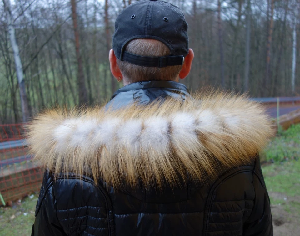 Fuchs Pelz Kapuze Kragen Echt Fellkragen Silberfuchs Pelzkragen für Jacke Parka - Bild 2 von 4