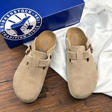 New W/ Box Birkenstock Boston Taupe Suede Leather Soft Footbed Select Size