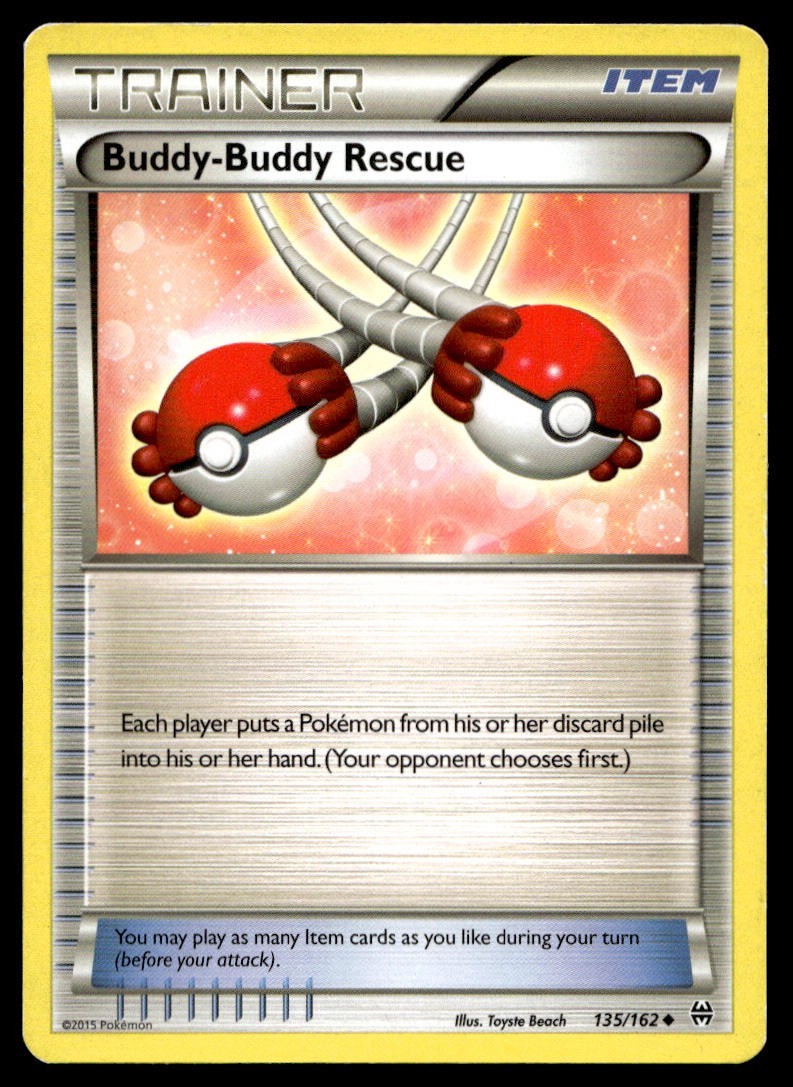 Buddy-Buddy Rescue 135/162 Pokemon Card Breakthrough Uncmn Trainer LP PH