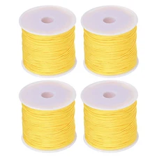 4 Rolls Nylon Beading Thread Knotting Cord 0.8mm 50 Yard String, Bright Yellow