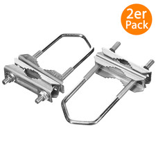 2x Mast Doppelschelle 17 cm lang Rohr Masthalter bis 60 mm Mastschelle verzinkt