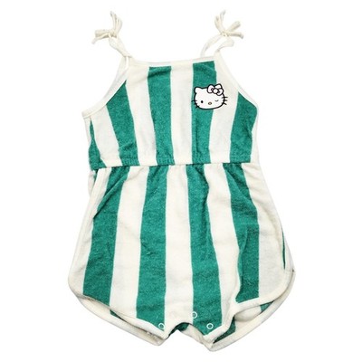 Grayson Mini Hello Kitty Sporty Green & White Striped Romper Toddlers Girls 2T