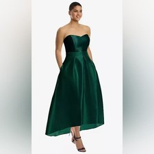Alfred Sung D699 Satin Sleeveless Gown Hunter Green NWOT Sz 8 Regular