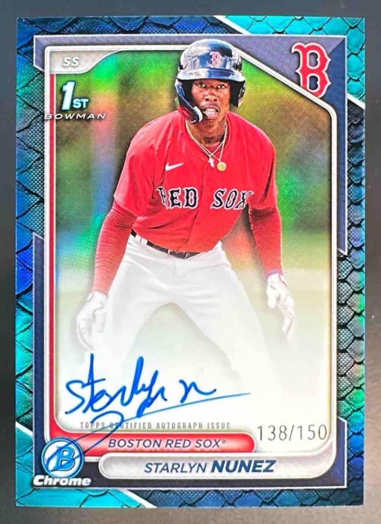 2024 Bowman Chrome Starlyn Nunez Auto Reptilian Blue Ref /150 #CPA-SN 1st Bomwan