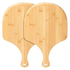 2 Pack Natural Bamboo Pizza Peel 12 inch, Wood Pizza Paddle, Cutting Board wi...