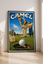 Vintage Camel Golf Poster, Retro Cigarette Ad Wall Art, 80s Style Camel Artwork