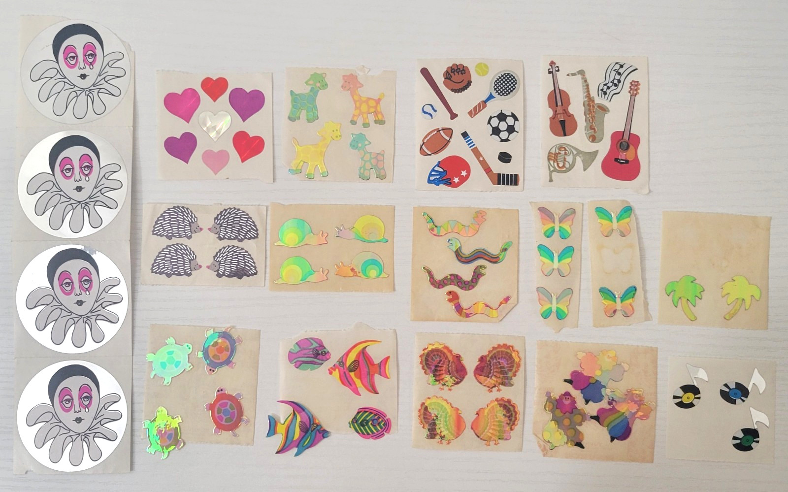 VTG Sandylion 1980s Stickers Mods Mylar Pearl Opal Prism Lot Hedgehog Hearts