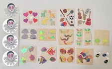 VTG Sandylion 1980s Stickers Mods Mylar Pearl Opal Prism Lot Hedgehog Hearts