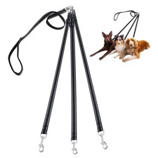 3 Way Dog Leash Detachable Reflective Coupler Tangle Free 3 in 1 Multiple Dou 