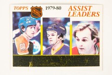 (5) 1980-81 Topps Wayne Gretzky unscratched cards: Record Brkr, Chcklst, Assists