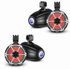 8" 180 Watt RMS 4-Ohm RGB LED Marine Tower Speaker 2 Pair NXL-X8TPNEO/BK DS18