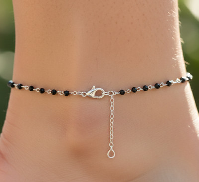Elegant Minimalist Beaded Anklet Silver Plated Designer Brass Anklet For Women