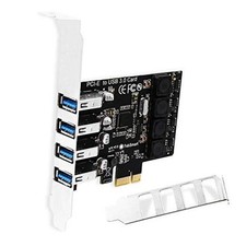 PCIE 4-Ports Superspeed 5Gbps USB 3.0 Expansion Card for Windows Server Black