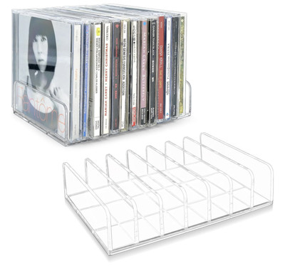 Clear Acrylic CD Holder Display Rack & Storage Holds up to 14 CDs