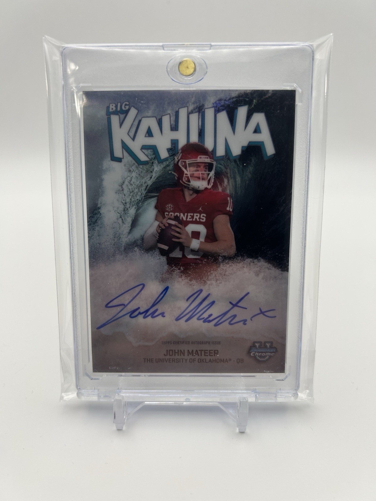 2025 Bowman Chrome U Oklahoma John Mateer Big Kahuna On Card Auto #BK-JM SSP
