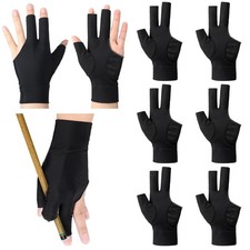 8 Pcs Left Hand Pool Glove Three Finger Billiards Pool Cue Glove for Men Women