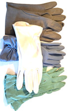 4 pr Vinrage Fabric GLOVES size M/L Aqua, White, Sky Blue, Lt.Gray excl 7