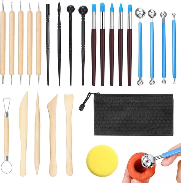 Modellierwerkzeug 25 StüCk Polymer Clay TöPfern Schnitzwerkzeug Ton Werkzeug-image