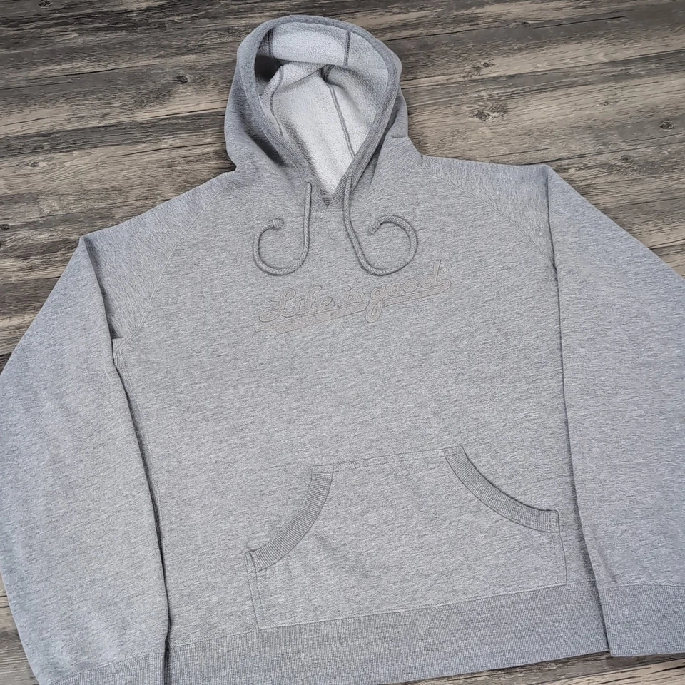 Sudadera con Capucha Life Is Good Peso Pesado Polar Gris Mujer XL Logo Bordado Foto 4 de 4