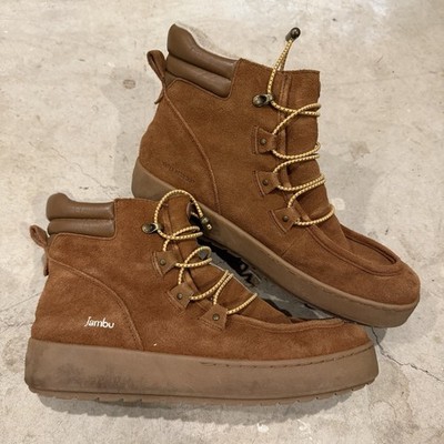Jambu Sienna Suede Brown Ankle Boots/shoes Faux Fur Lined Lace Up  Women Size 9