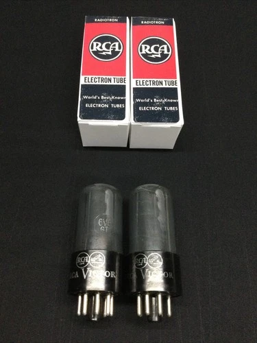 GREAT PAIR RCA Victor 6V6GT Smoked Glass VINTAGE Amplifier VACUUM TUBES C.9418