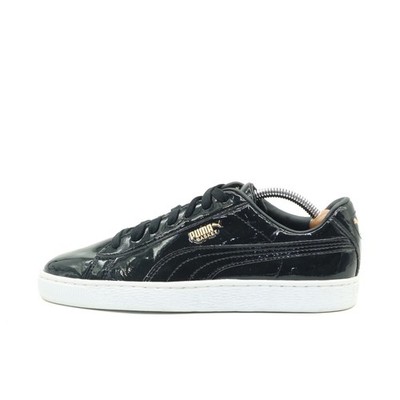 PUMA Damen Basket Patent Sneaker Schwarz Lackleder Glänzende Optik EU 38.5