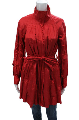 Armani Exchange Women Red Rain Coat Button Closure Long Sleeve Solid Size XS