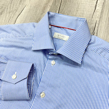 Eton Contemporary Dress Shirt Men  s 41 16 Blue And White Stripe Button Up
