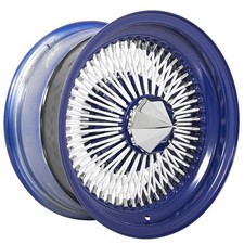 14x7 La Wire Wheels Standard 100-spoke Straight Lace Candy Blue Rims 4pcs A1