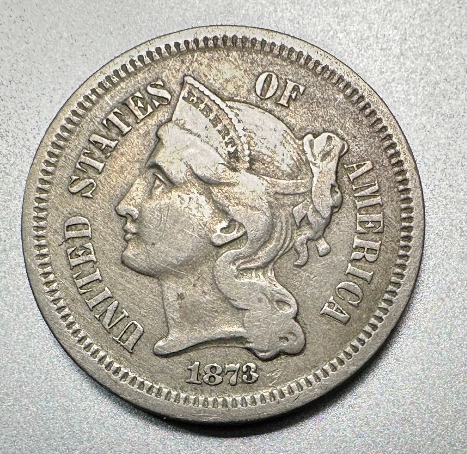 1873  OPEN 3    3 CENT PIECE   NICE DETAIL   BETTER DATE  #9980