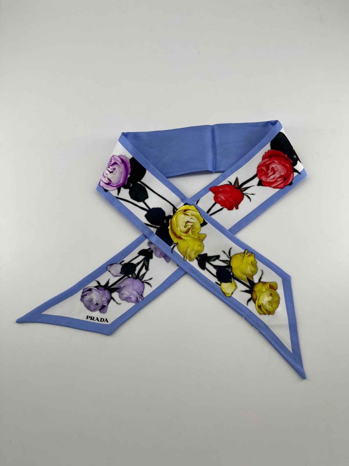 Authentic PRADA Skinny Silk Scarf New Never Used Made in Italy thumbnail 9