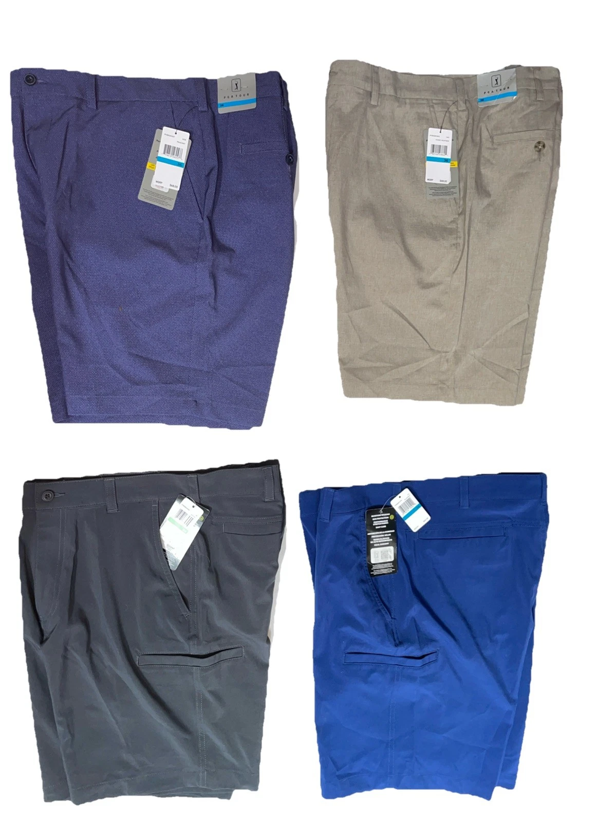 PGA TOUR Mens Golf Shorts, UPF & Performance Stretch Chino or Cargo; Sizes 32-36