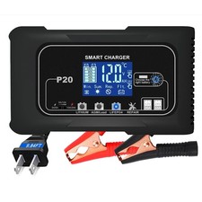 Car Battery Charger, 12V/24V 0-20A Lead-Acid, Lithium, LiFePo4 Smart Black