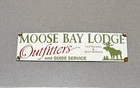 VINTAGE 16” MOOSE BAY LODGE PORCELAIN SIGN CAR GAS OIL TRUCK MOTORCYCLE