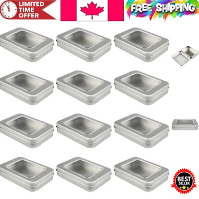 Durable Water-Resistant Silver Tins   12 Pack with View Windows for Easy Access