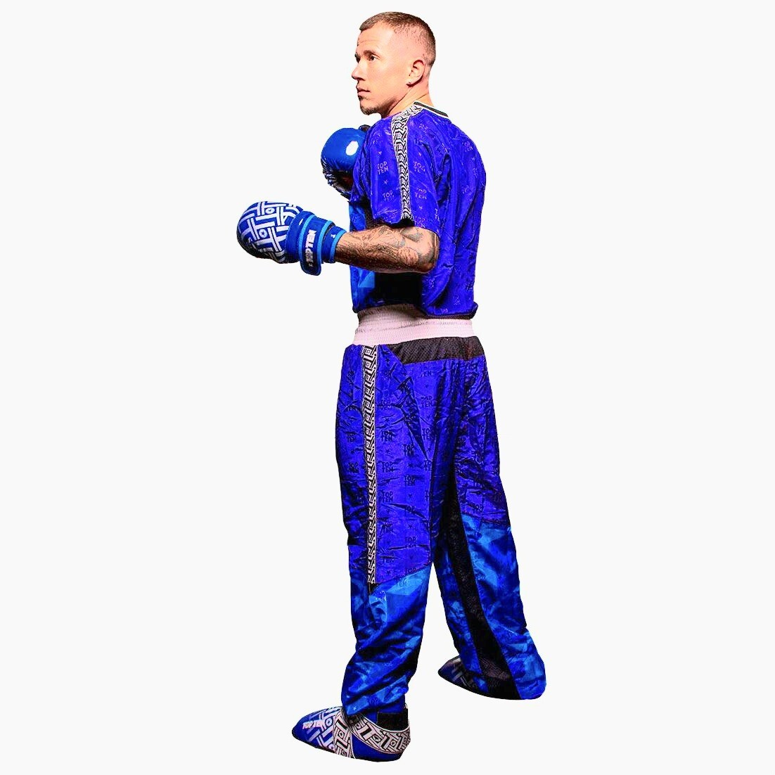 TOP TEN SPORT KARATE uniform KICKBOXING ULTRALIGHT PRISM BLUE MMA TKD point spar