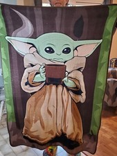 Star Wars Mandalorian Grogu Baby Yoda Disney Plush Throw Blanket 45 x 60 EUC