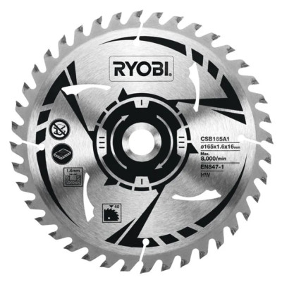 Ryobi CSB165A1 Kreissägeblatt Ø 165 mm 16 mm 1,6 mm 40T Holz R18CS