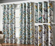 GIVERNY Blumendruck Gewebt Gefüttert Blockout Vorgefertigte Ösen RingTop Vorhänge