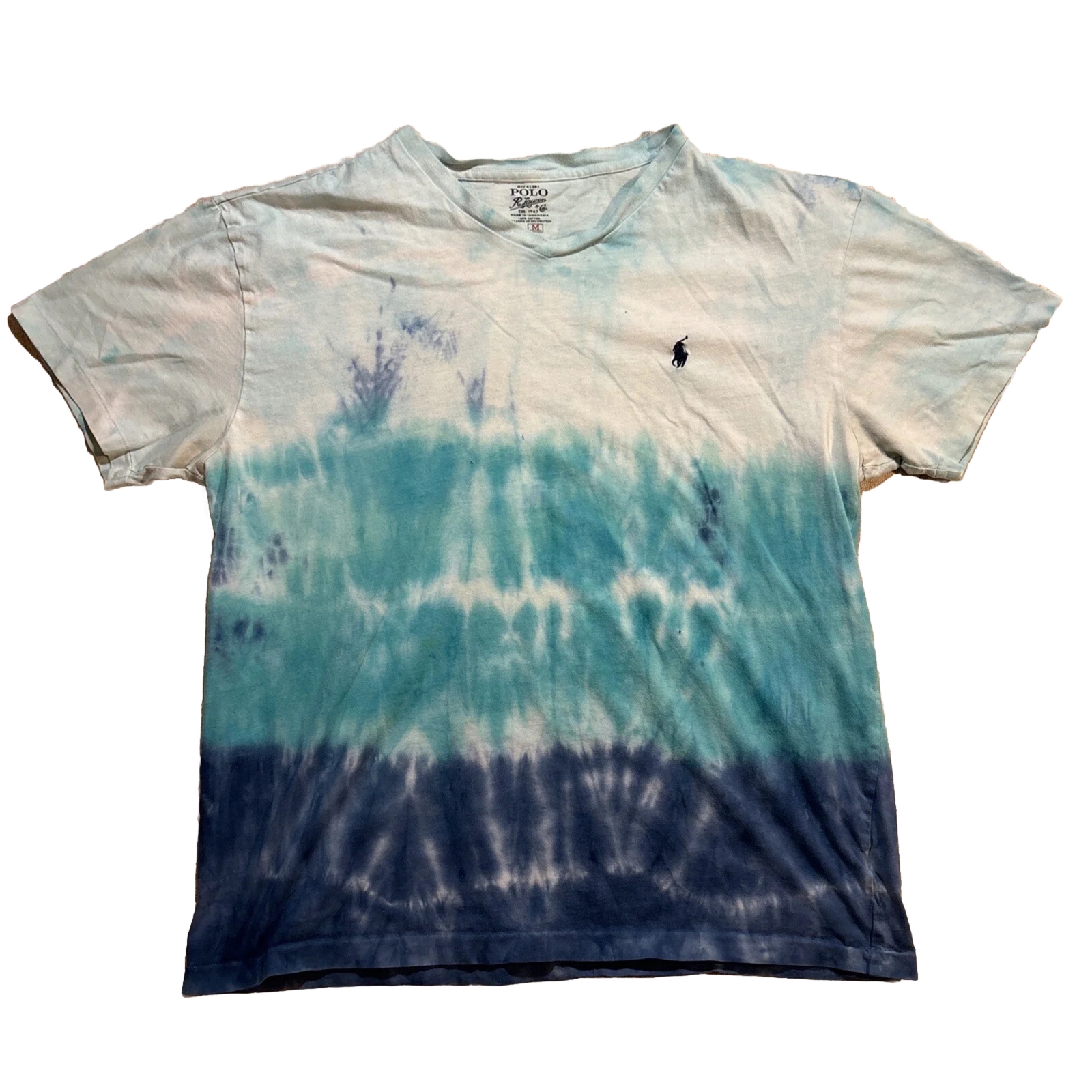 Polo Ralph Lauren Camicia Uomo M Blu V Collo Cravatta Dye Punto Singolo Pony Travolto