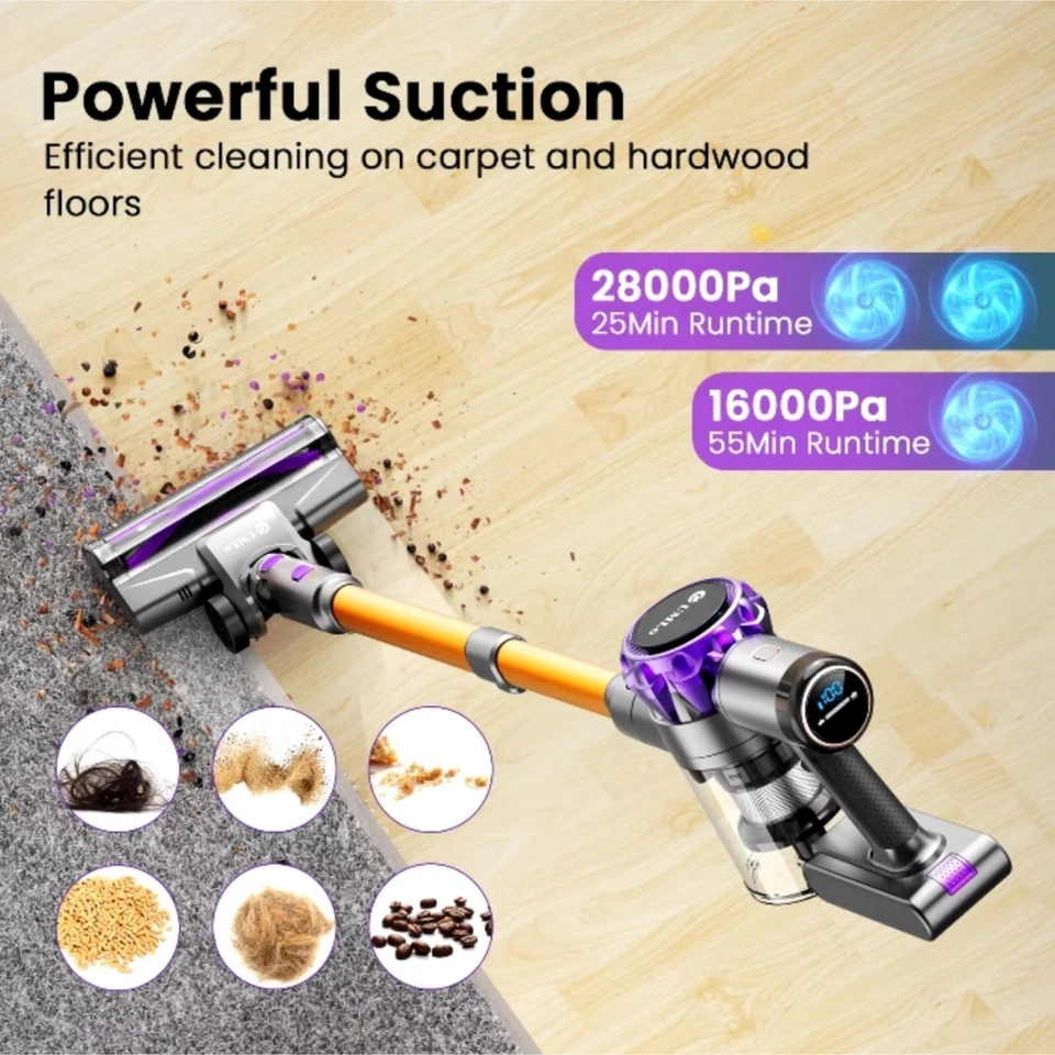 Purple Cordless Vaccum Cleaner With Touch Screen, 28Kpa, 55 minutes autonomy - Image 4 of 4