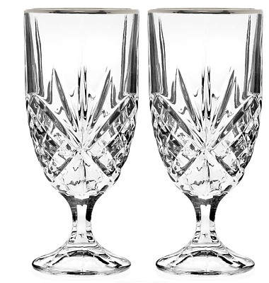 GODINGER DUBLIN SHANNON CRYSTAL 2 PCS ICED BEVERAGE GLASS GOBLET 12 OZ 8''H NEW