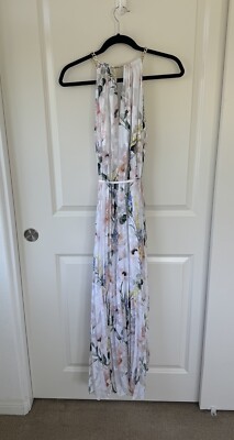 ted baker pleated floral dress Ted Baker Valetia Halter Garden Floral Pleated High Low Dress 0