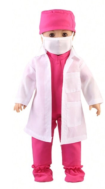 Scrubs, Medical Scrubs, 4 Colors, & Accessories 18-Inch Doll