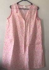 Vintage New Nightgown Cotton Polyester Robe House Dress Duster Pink Floral Snaps