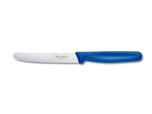 Couteau 11 cm bleu 1 pièce Type de lame ondulée Victorinox acier inoxydable - Photo 1/1